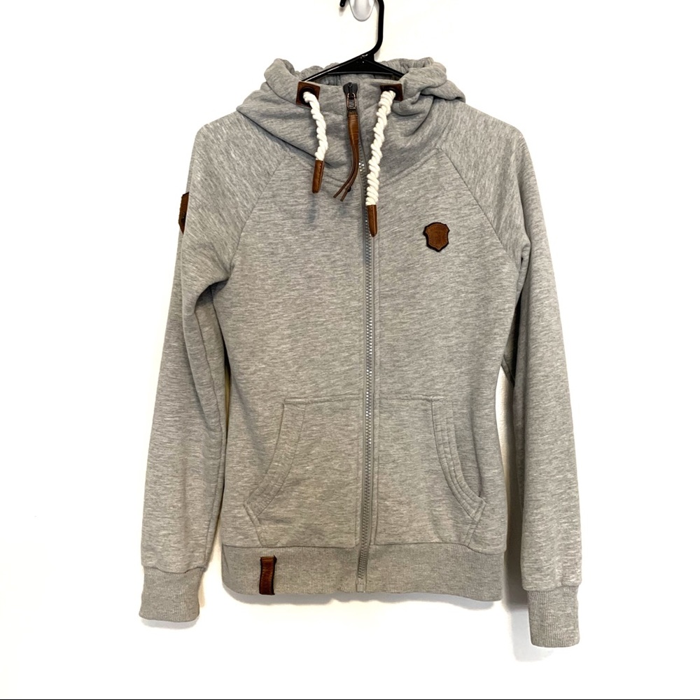 Naketano Gray Hoodie with Brown Accents